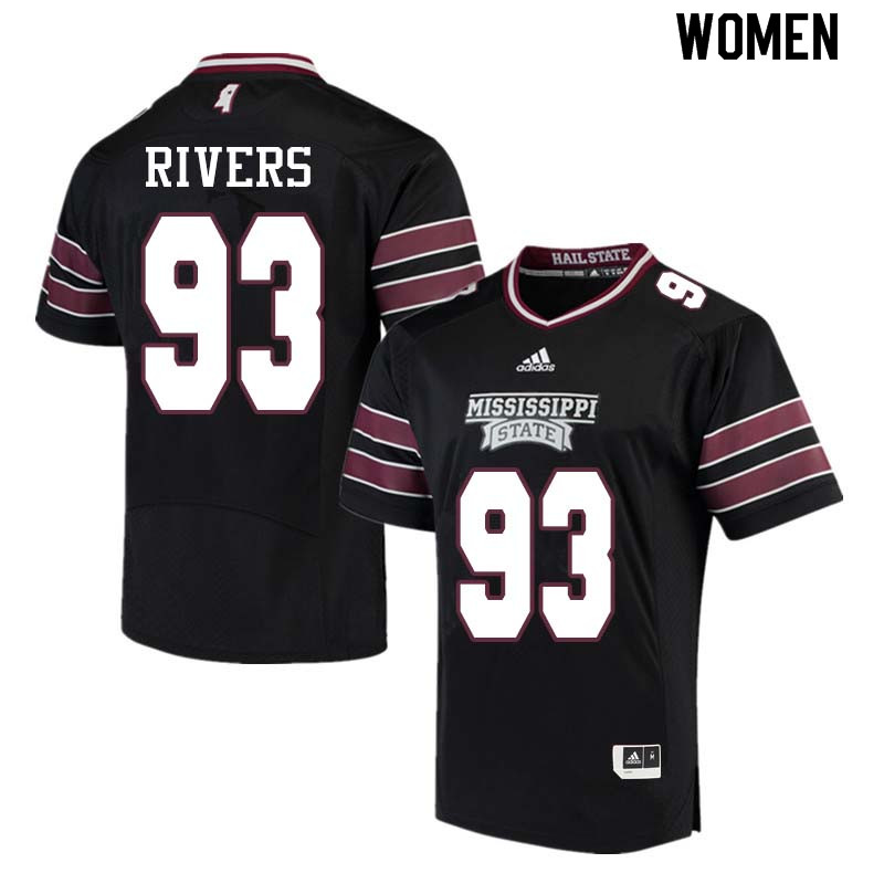 Women #93 Chauncey Rivers Mississippi State Bulldogs College Football Jerseys Sale-Black